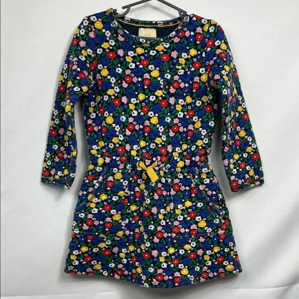 Boden Girls floral quilted long sleeve dress size 5-6 years